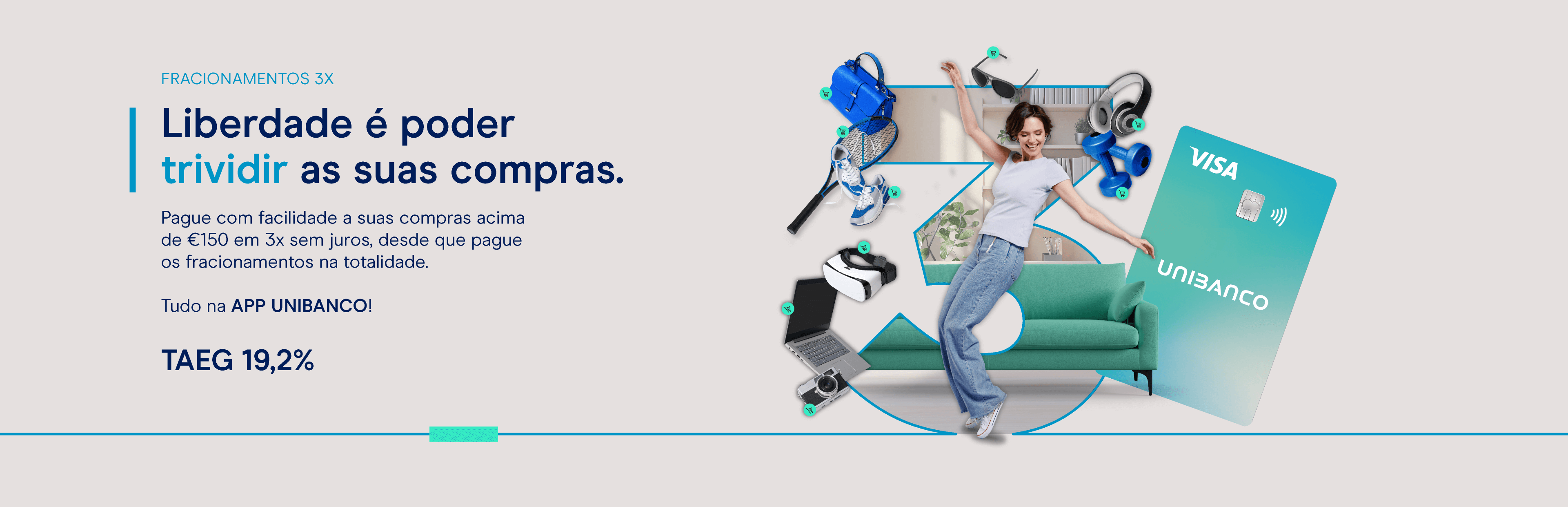 Campanha Trividir compras com o cartão de crédito Unibanco 4T24