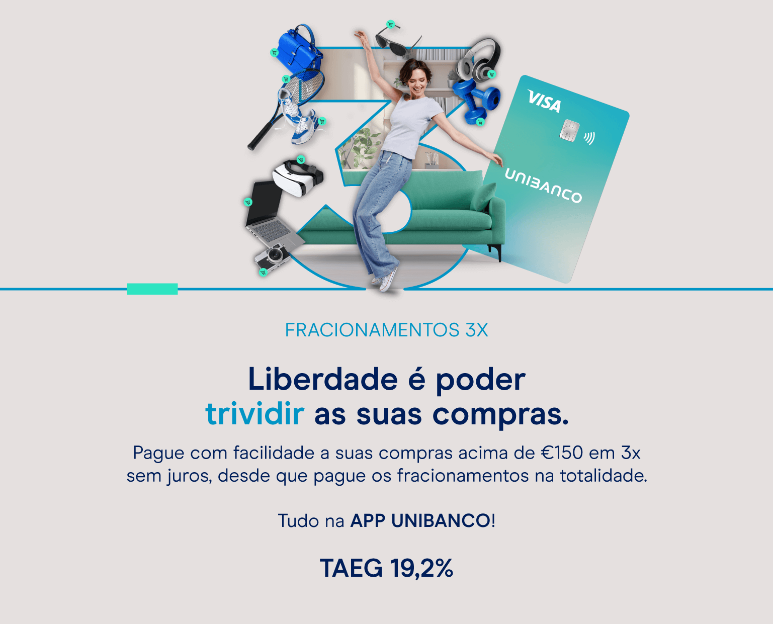 Campanha Trividir compras com o cartão de crédito Unibanco 4T24